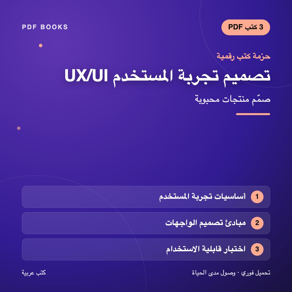 حزمة تصميم تجربة المستخدم UX/UI — صمّم منتجات محبوبة (3 كتب رقمية) — غلاف